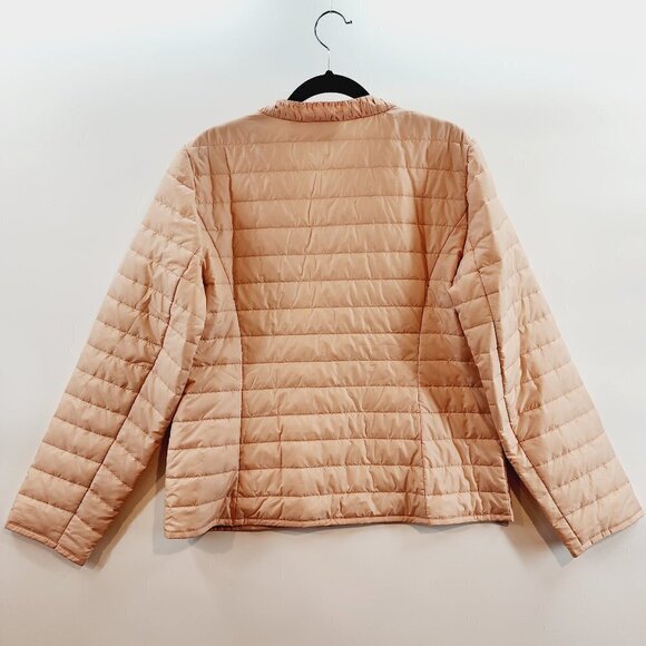 Chicos Lightweight Quilted Puffer Jacket Zip Front Peach Pink Pearl Rhinestone M - Picture 5 of 14